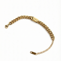 Armband met gravure goudkleurig - schakelarmband - naamplaat - verstelbaar - RVS