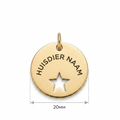 Gepersonaliseerde Dierenpenning / Naamplaatje voor Huisdier – Hondenpenning en Kattenpenning met Naam, Telefoonnummer en Adres – Ronde Penning 20 mm met Dubbelzijdige Gravure – Goudkleurig met Ster