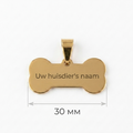 Gepersonaliseerde RVS Hondenpenning / Naamplaatje voor Huisdier – Botvormige Penning 30 mm met Naam, Telefoonnummer en Adres – Dubbelzijdige Gravure – Roestvrij Staal – Goudkleurig