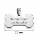 Gepersonaliseerde RVS Hondenpenning / Naamplaatje voor Huisdier – Botvormige Dierenpenning 30 mm met Naam, Telefoonnummer en Adres – Dubbelzijdige Gravure – Roestvrij Staal – Zilverkleurig