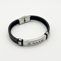 Armband met naamgravure zwart - RVS plaat - 20 cm - gepersonaliseerd
