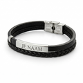 Armband met gravure - gepersonaliseerd - zwart gelaagd design - roestvrij staal