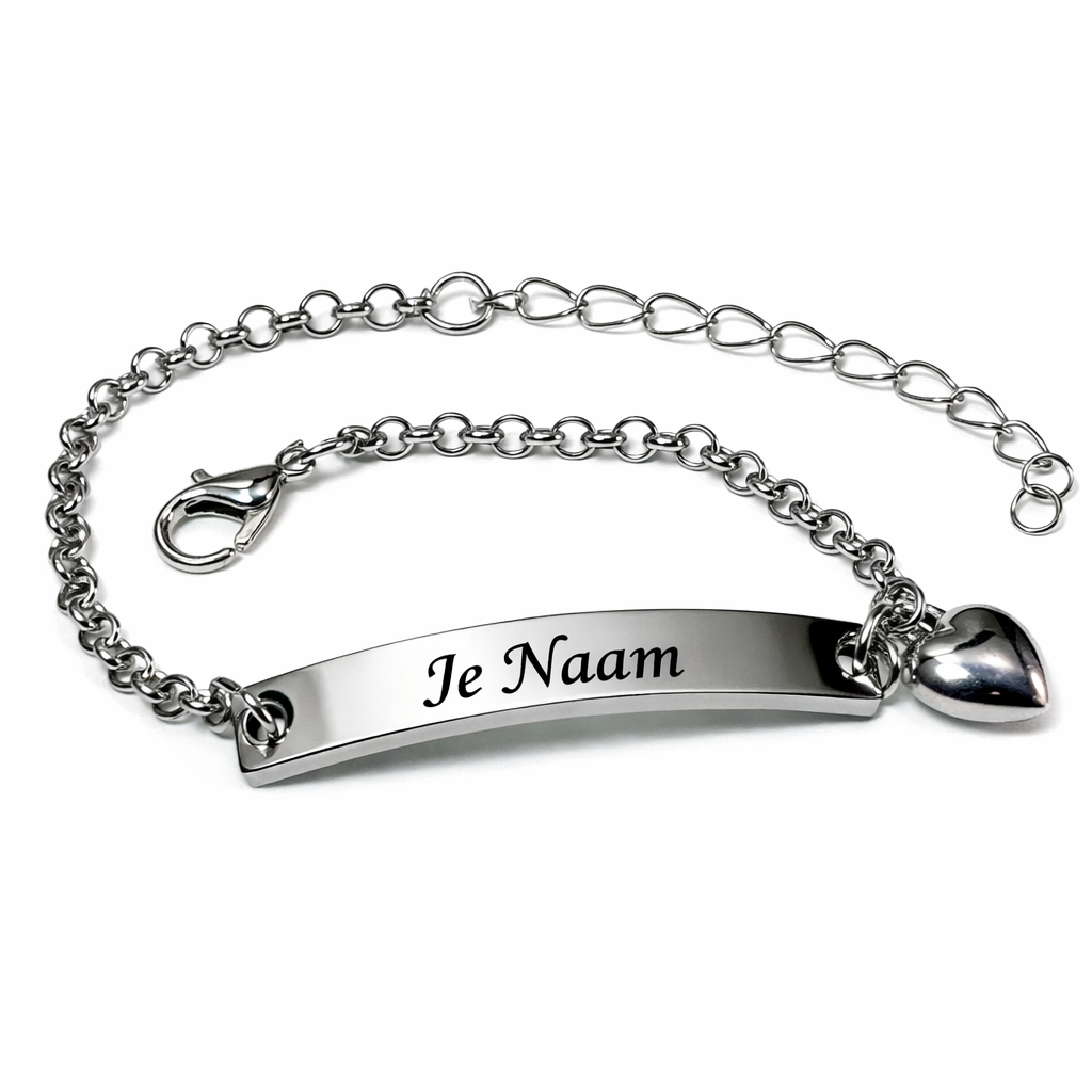 Gepersonaliseerde schakelarmband met naamgravure - zilverkleurig en krachtig design (копия)