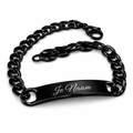 Gepersonaliseerde zwarte schakelarmband met naamgravure - stoer en stijlvol