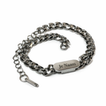 Gepersonaliseerde schakelarmband met ovale naamgravure - zilverkleurig