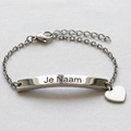 Gepersonaliseerde armband met naamgravure en hartbedel - zilverkleurig en verfijnd