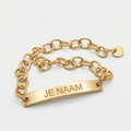 Armband - gepersonaliseerd - goudkleurig - met naamplaatje - verstelbaar