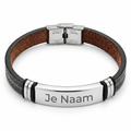 Gepersonaliseerde herenarmband met naamgravure - zwart design met stijlvolle details