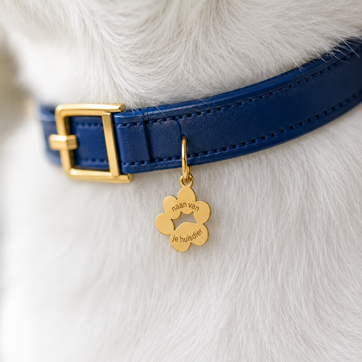 Gepersonaliseerde Hondenpenning Pootvorm Goud - Kattenpenning / Huisdierpenning - Gegraveerde RVS ID-tag met naam, telefoonnummer en adres - Dubbelzijdig naamplaatje - Goudkleurig - 15 mm