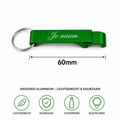 Gepersonaliseerde Flesopener Sleutelhanger met Naam – Bieropener en Blikopener – Gegraveerde Aluminium Sleutelhanger – Groen – 60 mm – Persoonlijk Cadeau voor Hem en Haar
