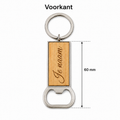Sleutelhanger met Naam en Flesopener – Gepersonaliseerd – Hout & Metaal – Lasergravure – 60 mm – Persoonlijk Cadeau