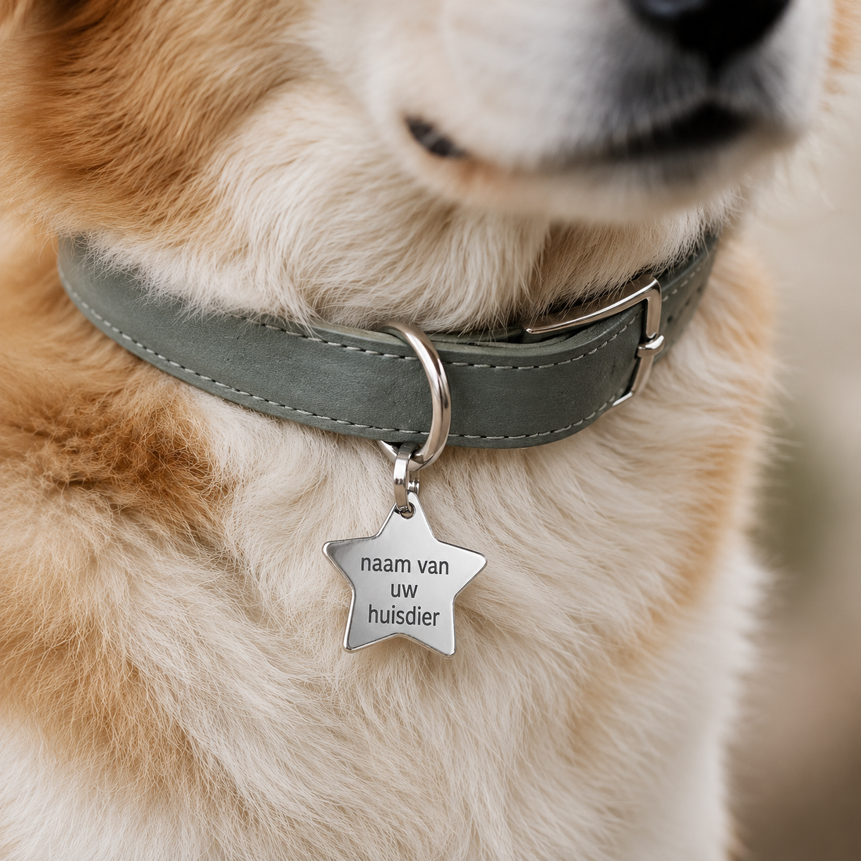 Gepersonaliseerde Hondenpenning Ster - Kattenpenning / Huisdierpenning - Gegraveerde ID-tag met naam, telefoonnummer en adres - Dubbelzijdig RVS naamplaatje - Zilver - 23 mm