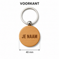 Sleutelhanger met Naam – Gepersonaliseerde Houten Sleutelhanger – Gravure Voor- en Achterkant – 40 mm