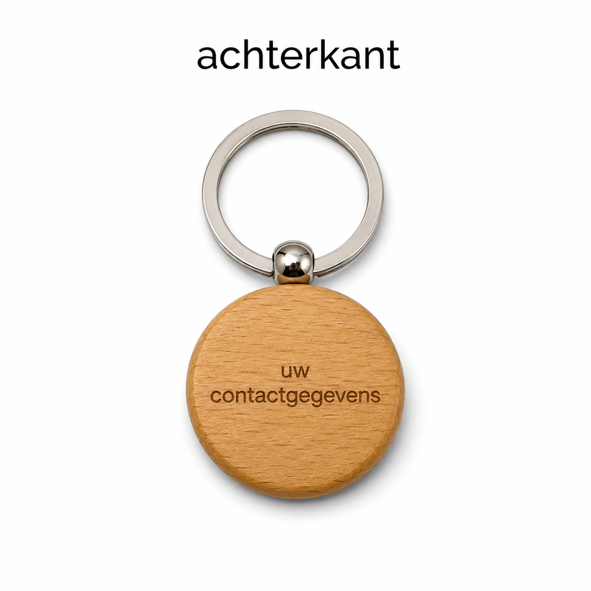 Sleutelhanger met Naam – Gepersonaliseerde Houten Sleutelhanger – Gravure Voor- en Achterkant – 40 mm