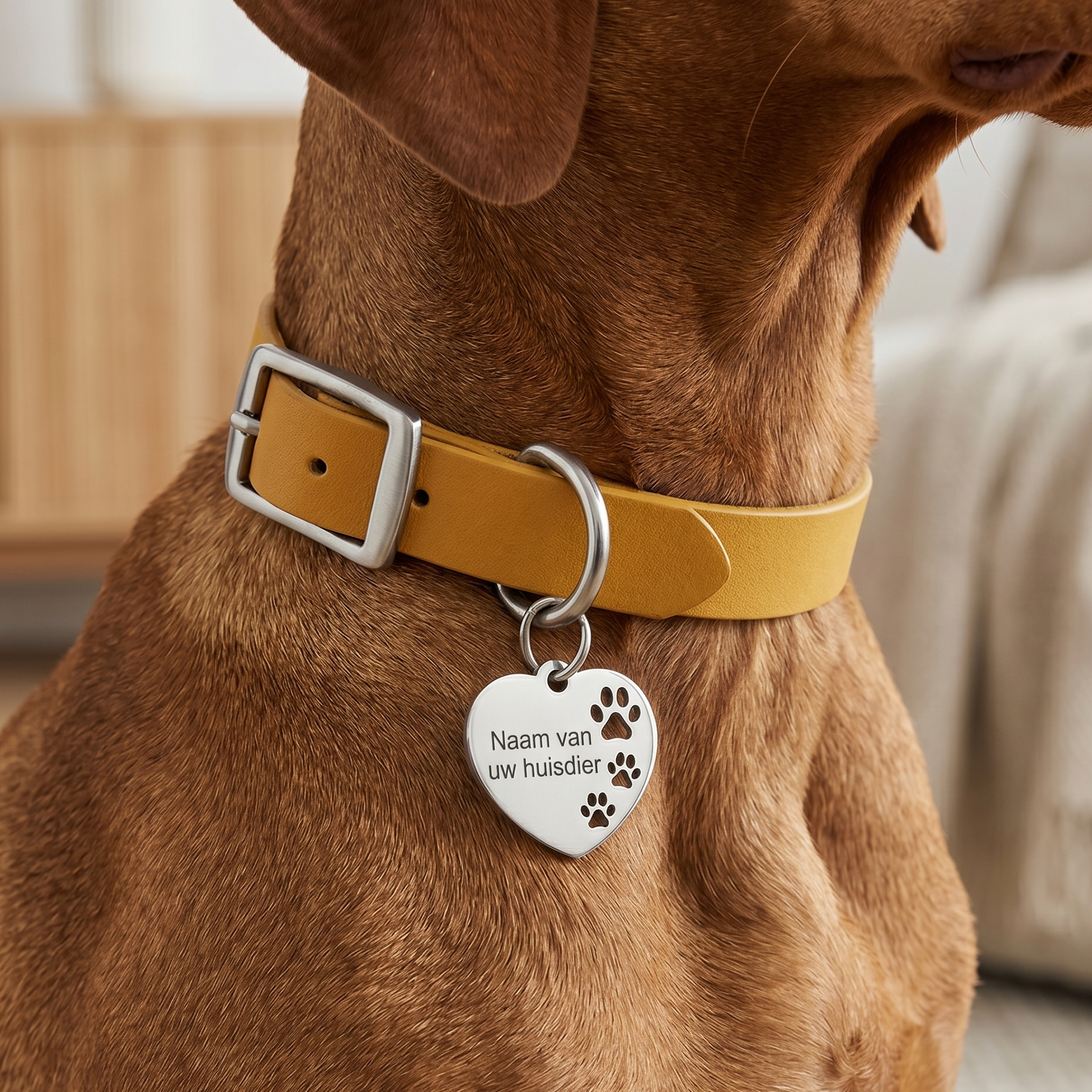 Gepersonaliseerde RVS Dierenpenning / Naamplaatje voor Huisdier – Hartvormige Hondenpenning en Kattenpenning met Naam, Telefoonnummer en Adres – Penning 18 mm met Dubbelzijdige Gravure – Roestvrij Staal – Zilverkleurig met Pootjes