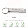 Gepersonaliseerde Flesopener Sleutelhanger met Naam – Gegraveerde Aluminium Bieropener en Bliklipjesopener – Zilver – 60 mm – Persoonlijk Cadeau voor Hem en Haar