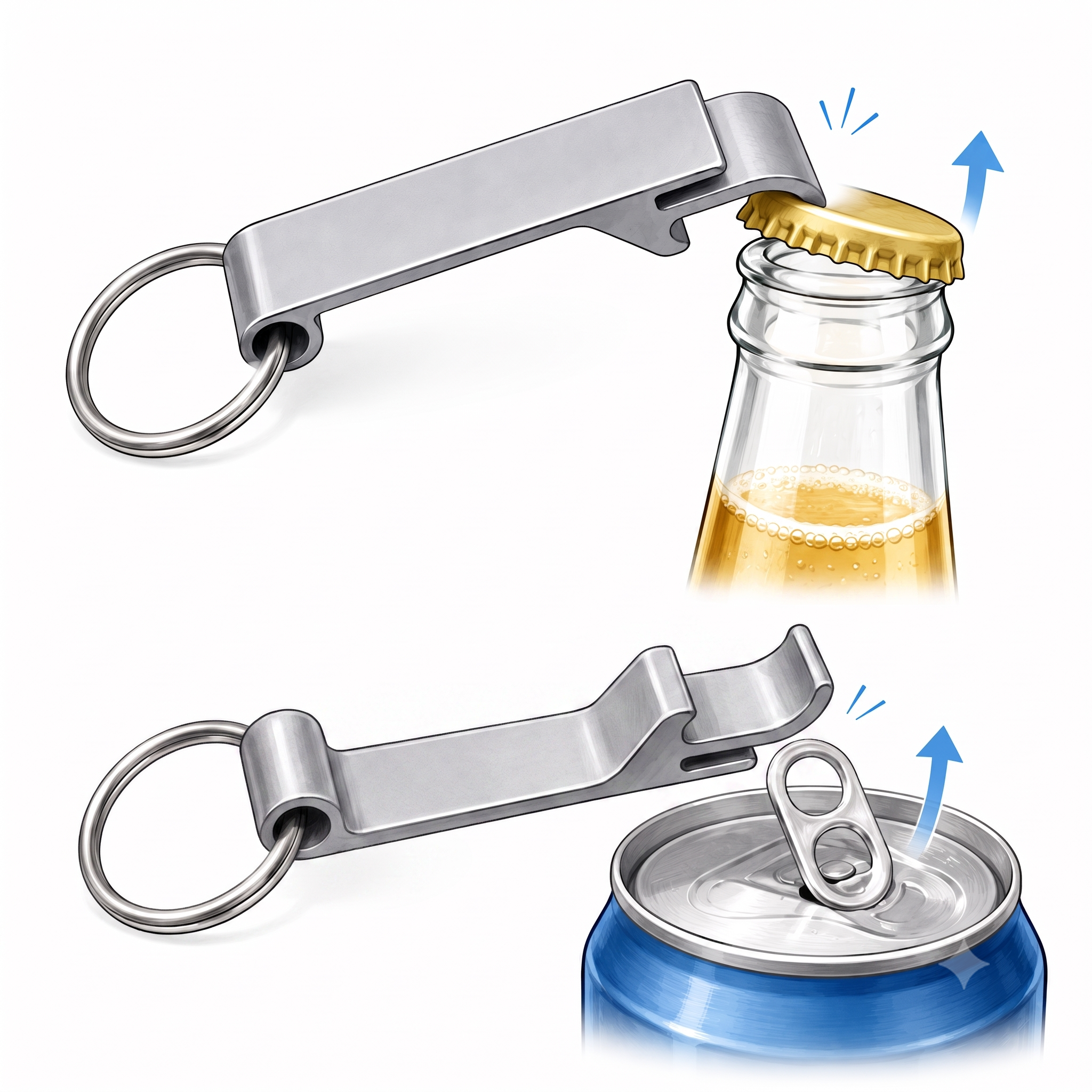 Gepersonaliseerde Flesopener Sleutelhanger met Naam – Gegraveerde Aluminium Bieropener en Bliklipjesopener – Blauw – 60 mm – Persoonlijk Cadeau voor Hem en Haar