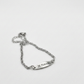 Schakelarmband met gravure zilverkleurig - ovale naamplaat - verstelbaar - RVS