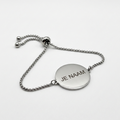 Armband met gravure - zilverkleurig - ronde graveerplaat - schuifsluiting - RVS