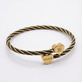 Armband met gravure zwart-goud - kabelarmband - 2 hartjes - verstelbaar - RVS