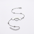 Armband met gravure en 3 hartjes - zilverkleurig - verstelbaar - roestvrij staal