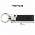 Gepersonaliseerde Sleutelhanger van Kunstleer met Naam – Gegraveerde Autosleutel Sleutelhanger – Zwart – Metalen Sleutelring – 75 mm – Persoonlijk Cadeau voor Hem en Haar Sleutelhanger met naam