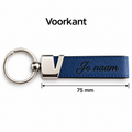 Gepersonaliseerde Sleutelhanger van Kunstleer met Naam – Gegraveerde Autosleutel Sleutelhanger – Blauw/Zwart – Metalen Sleutelring – 75 mm – Persoonlijk Cadeau voor Hem en Haar Sleutelhanger met naam