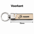 Gepersonaliseerde Sleutelhanger van Kunstleer met Naam – Gegraveerde Autosleutel Sleutelhanger – Beige – Metalen Sleutelring – 75 mm – Persoonlijk Cadeau voor Hem en Haar Sleutelhanger met naam