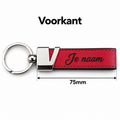 Gepersonaliseerde Sleutelhanger Kunstleer met Naam – Gegraveerde Autosleutelhanger – Rood/Zwart – Metalen Sleutelring – 75 mm – Persoonlijk Cadeau voor Hem en Haar Sleutelhanger met naam