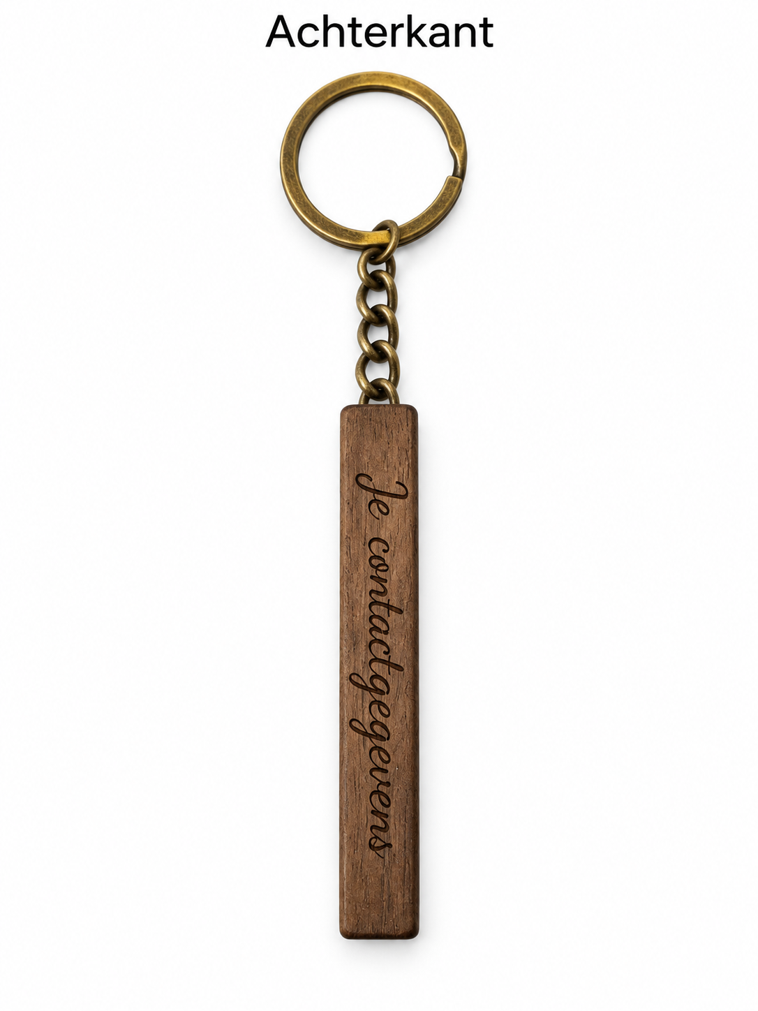 Sleutelhanger met Naam – Houten Sleutelhanger Gepersonaliseerd – Lasergravure Voor- en Achterkant – 65 x 10 mm – Bruin – Vintage Sleutelring – Persoonlijk Cadeau