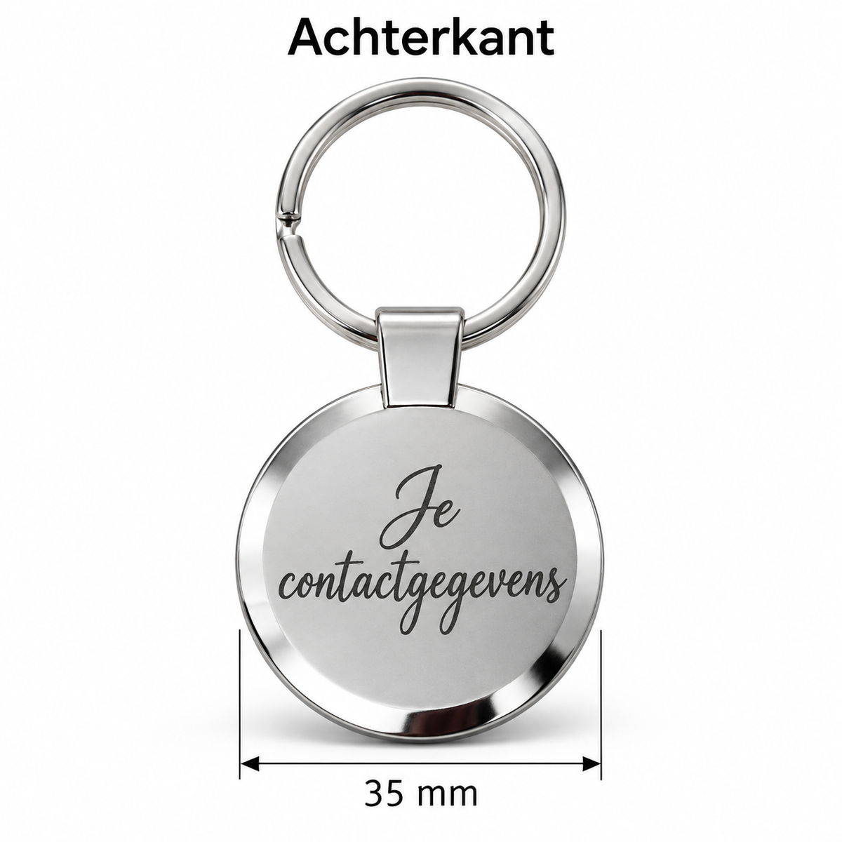 Gepersonaliseerde Sleutelhanger met Foto en Gravure – Sleutelhanger met Naam – Foto Voorkant & Tekst Achterkant – Rond 35 mm – Zilverkleurig – Persoonlijk Cadeau voor Hem en Haar