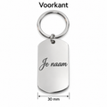 Sleutelhanger met Naam – Gepersonaliseerde Metalen Sleutelhanger – Gravure Naam of Tekst – Voor- en Achterkant – Zilverkleurig – 30 mm – Autosleutelhanger – Persoonlijk Cadeau