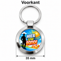 Gepersonaliseerde Sleutelhanger met Foto en Gravure – Sleutelhanger met Naam – Foto Voorkant & Tekst Achterkant – Rond 35 mm – Zilverkleurig – Persoonlijk Cadeau voor Hem en Haar