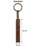 Sleutelhanger met Naam – Houten Sleutelhanger Gepersonaliseerd – Lasergravure Voor- en Achterkant – 65 x 10 mm – Bruin – Vintage Sleutelring – Persoonlijk Cadeau