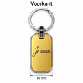 Sleutelhanger met Naam – Gepersonaliseerde Metalen Sleutelhanger – Goudkleurig & Zilverkleurig – Gravure Voor- en Achterkant – Contactgegevens – 30 mm – Autosleutelhanger – Persoonlijk Cadeau