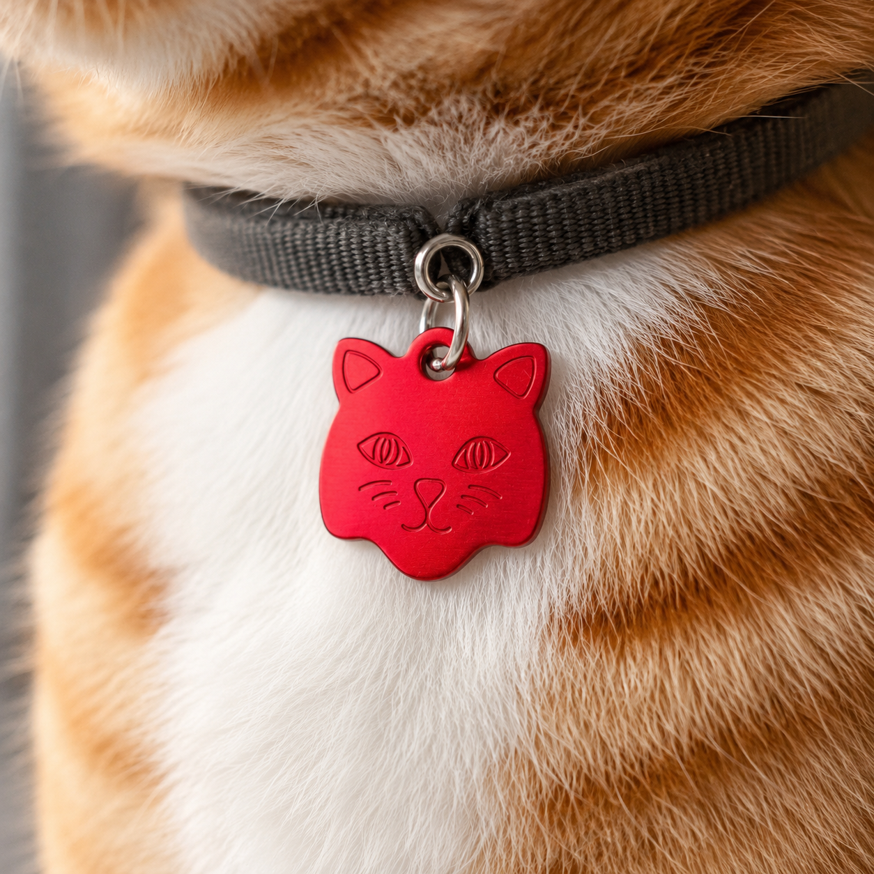 Rood Katten Naamplaatje voor Huisdier – Gepersonaliseerde Kattenpenning met Naam, Telefoonnummer of Adres – Aluminium ID Tag / Adresplaatje voor Kat, Kitten en Halsband – 22 mm