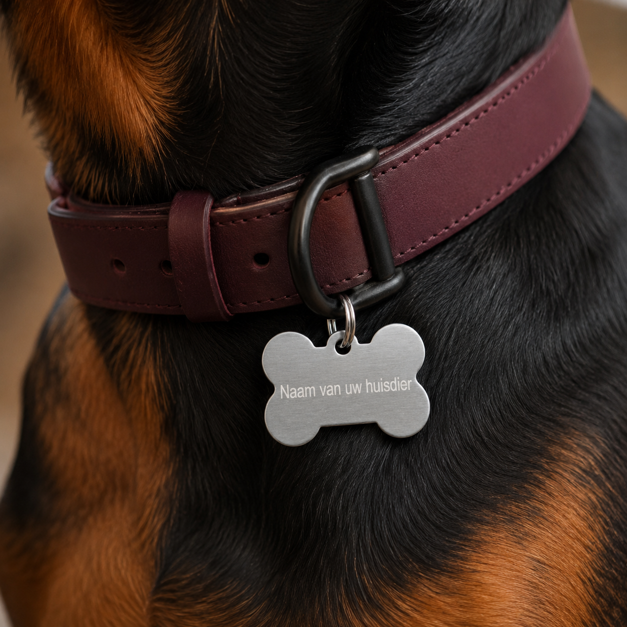 Gepersonaliseerde huisdier naamplaatje voor hond en kat – Botvormige dierenpenning van geanodiseerd aluminium – Hondenpenning kattenpenning met gravure – Naam, telefoonnummer en adres – 35 mm – Zilverkleurig