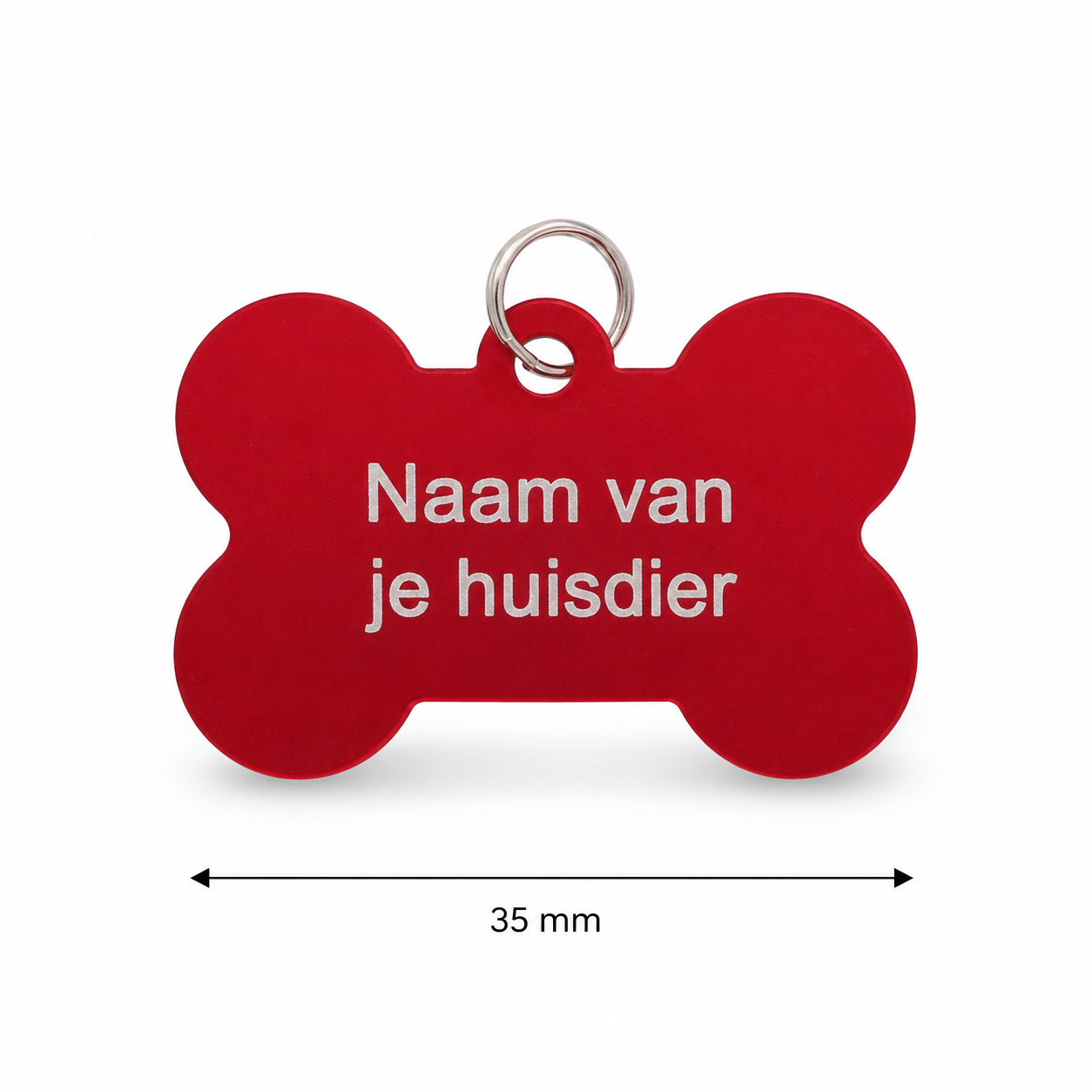 Gepersonaliseerde huisdierpenning voor hond en kat – Rode botvormige naamplaat huisdier van geanodiseerd aluminium – Hondenpenning kattenpenning met gravure – Naam, telefoonnummer en adres – 35 mm