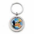 Gepersonaliseerde Sleutelhanger met Foto – Roterende Sleutelhanger met Dubbelzijdige Fotoprint – Draaibare Fotohanger / Sleutelring – Zilverkleurig – Persoonlijk Cadeau voor Hem en Haar