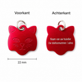 Rood Katten Naamplaatje voor Huisdier – Gepersonaliseerde Kattenpenning met Naam, Telefoonnummer of Adres – Aluminium ID Tag / Adresplaatje voor Kat, Kitten en Halsband – 22 mm