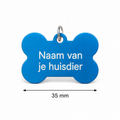 Gepersonaliseerde huisdierpenning voor hond en kat – Licht Blauwe botvormige naamplaat huisdier van geanodiseerd aluminium – Hondenpenning kattenpenning met gravure – Naam, telefoonnummer en adres – 35 mm