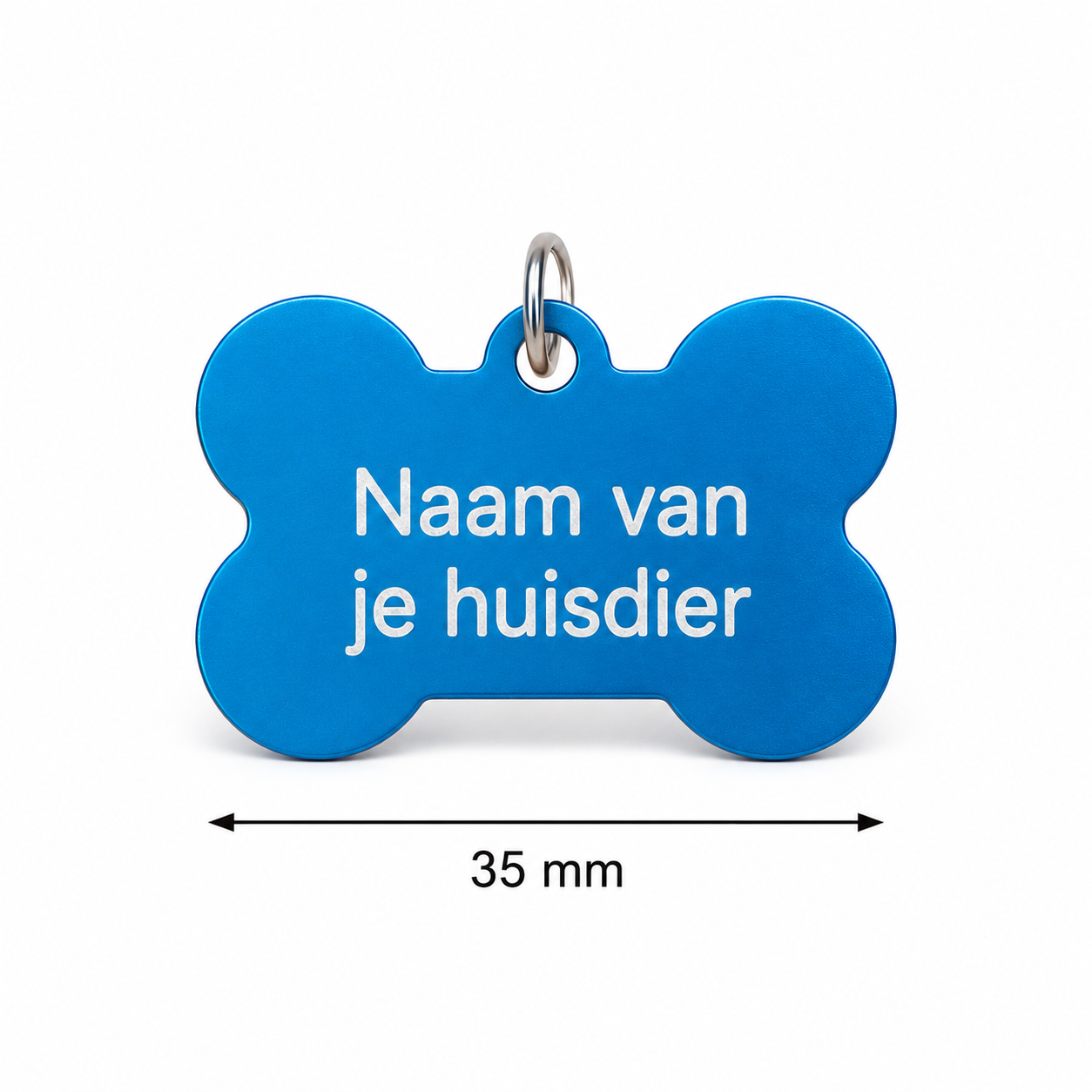 Gepersonaliseerde huisdierpenning voor hond en kat – Licht Blauwe botvormige naamplaat huisdier van geanodiseerd aluminium – Hondenpenning kattenpenning met gravure – Naam, telefoonnummer en adres – 35 mm