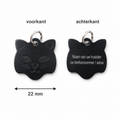 Zwart Katten Naamplaatje voor Huisdier – Gepersonaliseerde Kattenpenning met Naam, Telefoonnummer of Adres – Aluminium ID Tag / Adresplaatje voor Kat, Kitten en Halsband – 22 mm