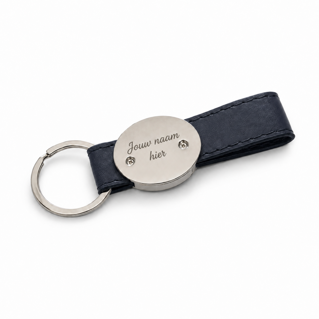 Gepersonaliseerde Sleutelhanger met Foto en Naamgravure – Ovale Sleutelhanger met Fotoprint en Gravering op Achterzijde – Zwart/Zilverkleurig – Persoonlijk Cadeau voor Hem en Haar
