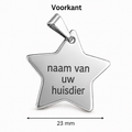 Gepersonaliseerde Hondenpenning Ster - Kattenpenning / Huisdierpenning - Gegraveerde ID-tag met naam, telefoonnummer en adres - Dubbelzijdig RVS naamplaatje - Zilver - 23 mm