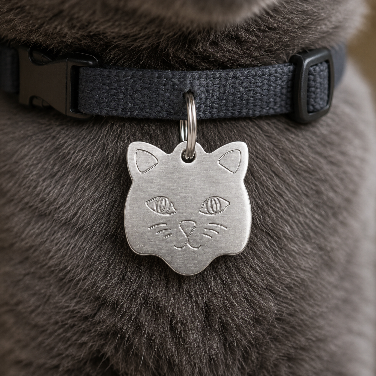 Zilver Katten Naamplaatje voor Huisdier – Gepersonaliseerde Kattenpenning met Naam, Telefoonnummer of Adres – Aluminium ID Tag / Adresplaatje voor Kat, Kitten en Halsband – 22 mm