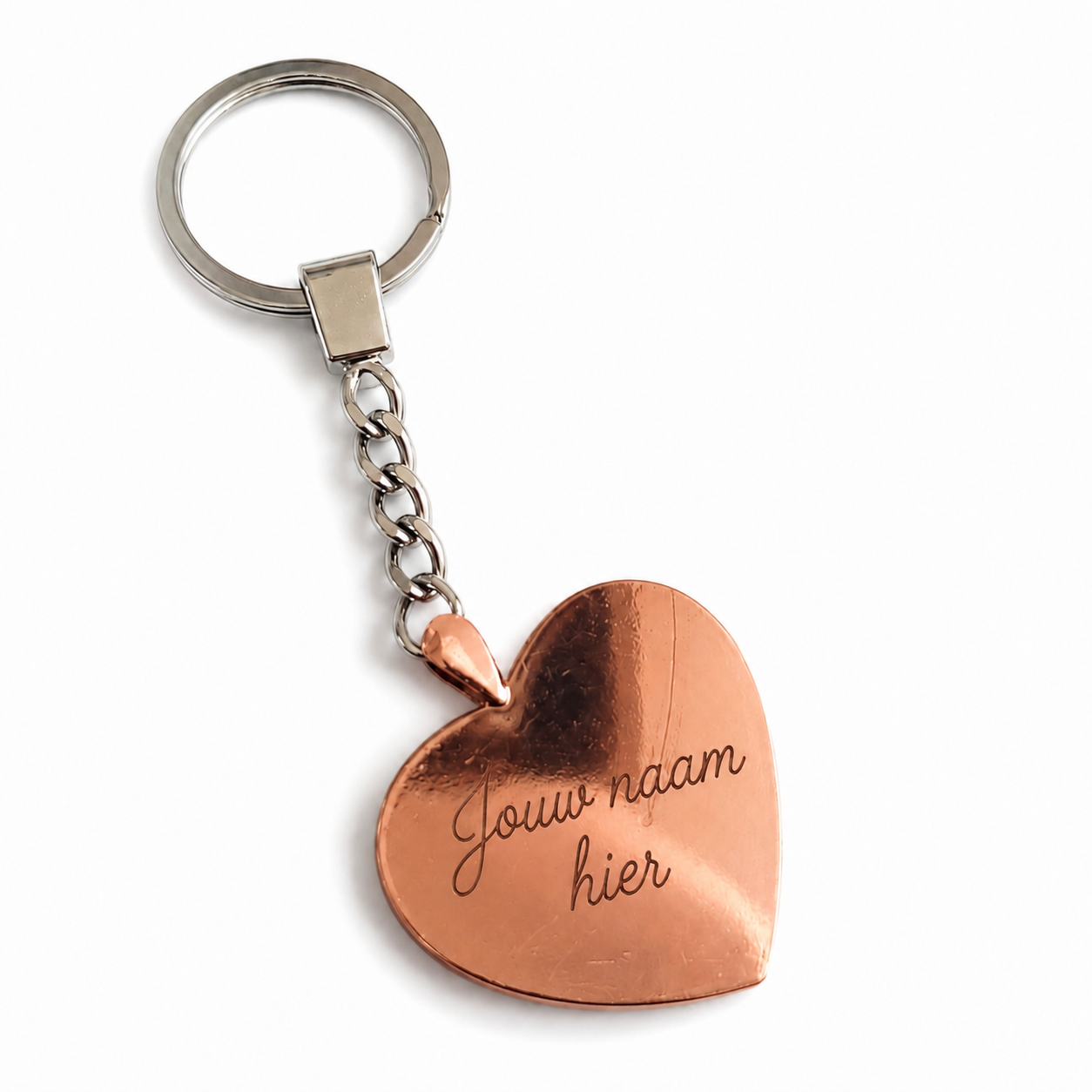 Gepersonaliseerde Hart Sleutelhanger met Foto en Gravure – Roségoudkleurige Hartvormige Sleutelring met Fotoprint op Voorzijde en Naamgravure op Achterzijde – Persoonlijk Cadeau voor Haar en Hem