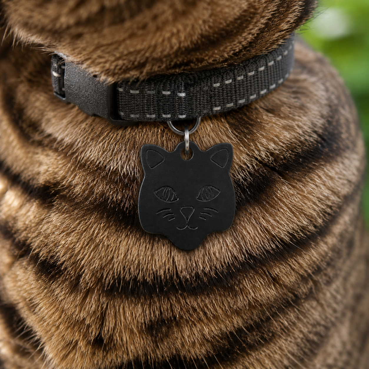 Zwart Katten Naamplaatje voor Huisdier – Gepersonaliseerde Kattenpenning met Naam, Telefoonnummer of Adres – Aluminium ID Tag / Adresplaatje voor Kat, Kitten en Halsband – 22 mm
