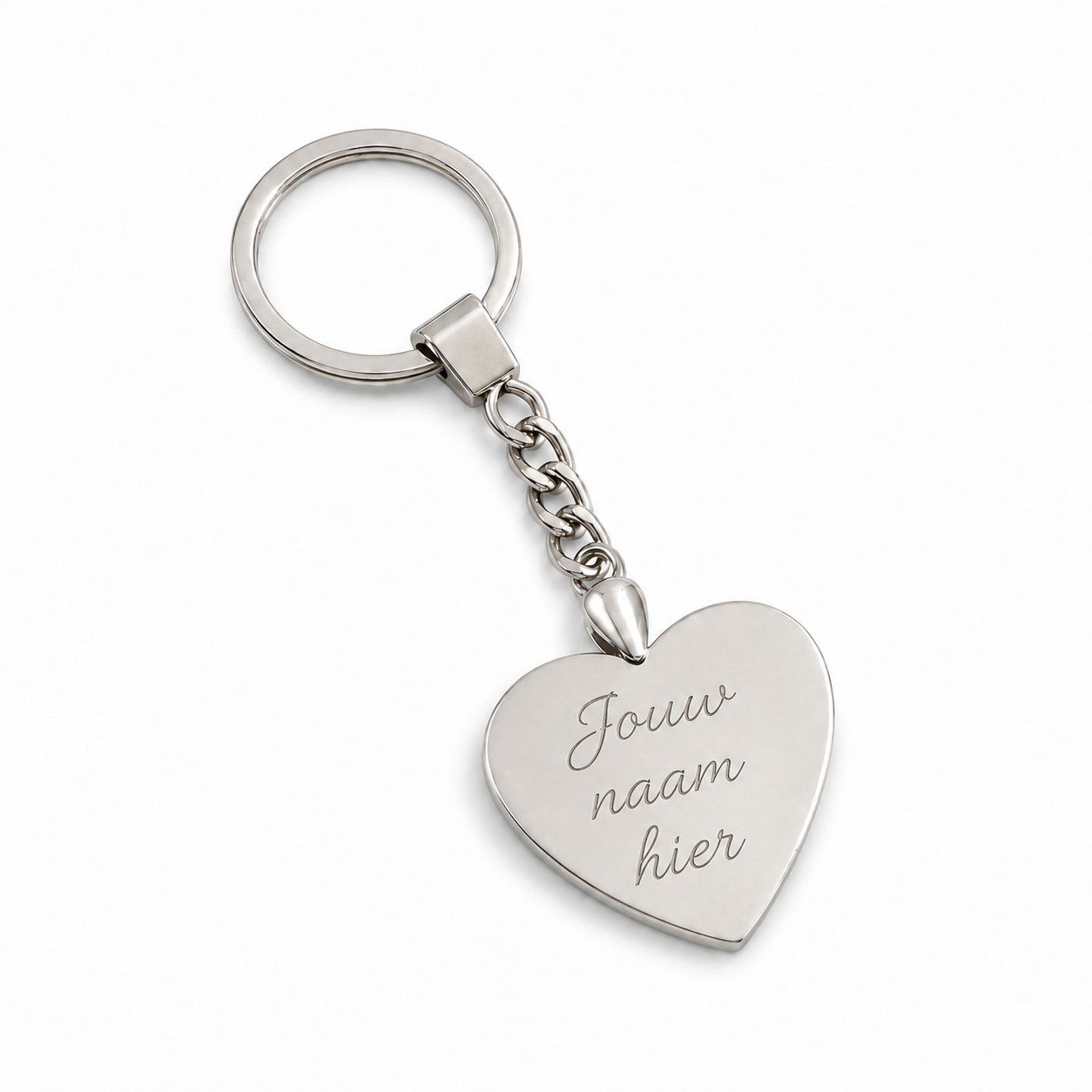 Gepersonaliseerde Hart Sleutelhanger met Foto en Gravure – Zilverkleurige Hartvormige Sleutelring met Fotoprint op Voorzijde en Naamgravure op Achterzijde – Persoonlijk Cadeau voor Haar en Hem