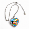 Gepersonaliseerde Hart Halsketting met Foto en Gravure – Zilverkleurige Ketting met Hartvormige Hanger – Fotoprint op Voorzijde en Naamgravure op Achterzijde – Persoonlijk Cadeau voor Haar en Hem